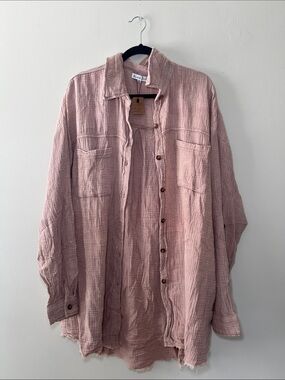 Blakely Dusty Rose Button-Down Gauze Shirt